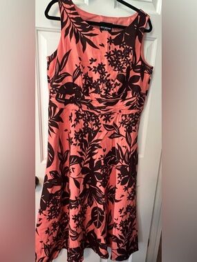 Positive Attitude Coral Floral A-Line Dress